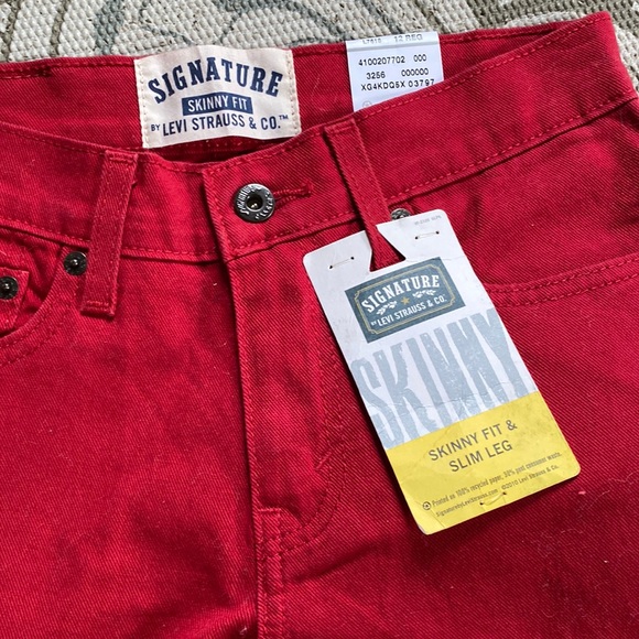 Signature by Levi Strauss Skinny Fit kids jeans pants Red NWT NEW 12 Regular - Picture 5 of 9